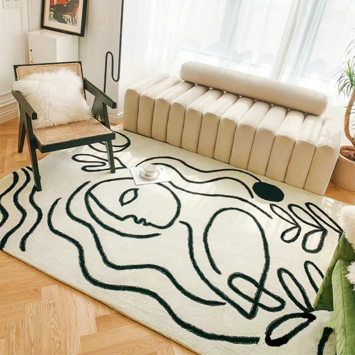Lisslune | Simple Bedroom Rug Multicolored Abstract Cartoon Area Rug Polyester Pet-Friendly Non-Slip Rug