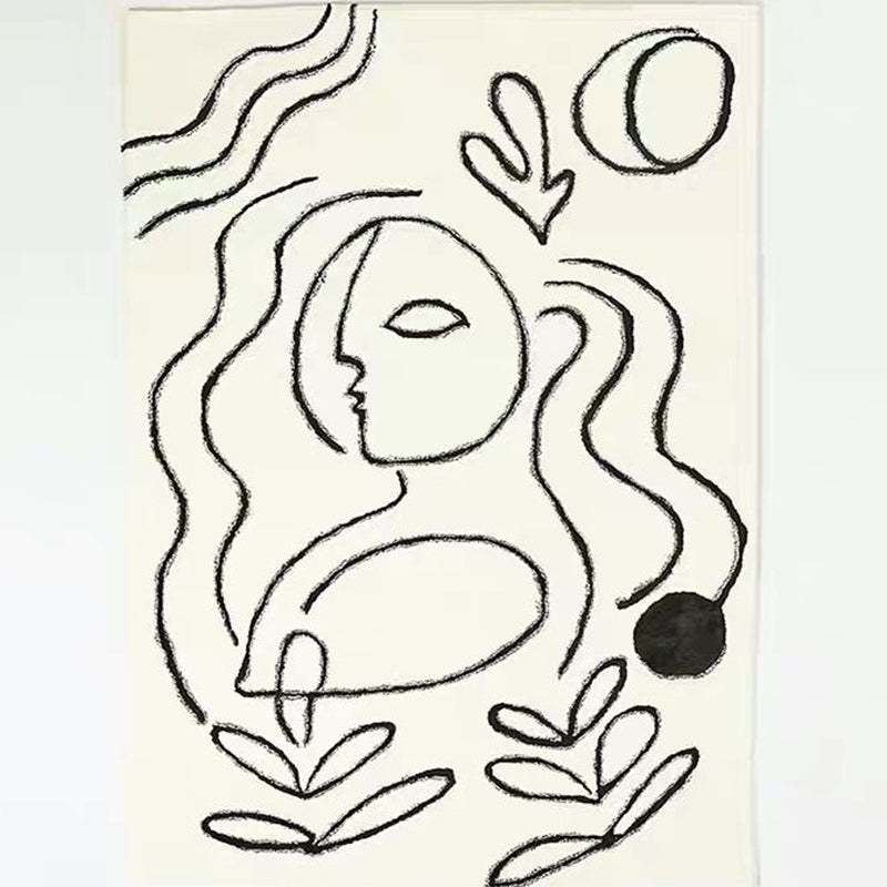 Lisslune | Simple Bedroom Rug Multicolored Abstract Cartoon Area Rug Polyester Pet-Friendly Non-Slip Rug