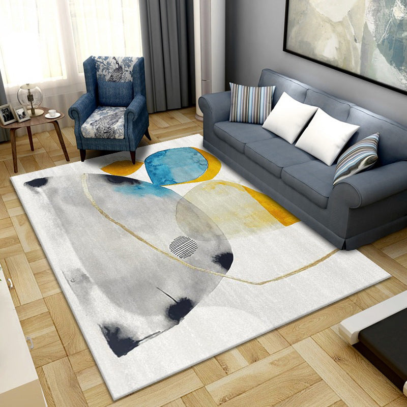 Lisslune | Simple Color Block Rug Multicolored Synthetic Area Rug Non-Slip Back Washable Easy-Care Rug for the Living Room