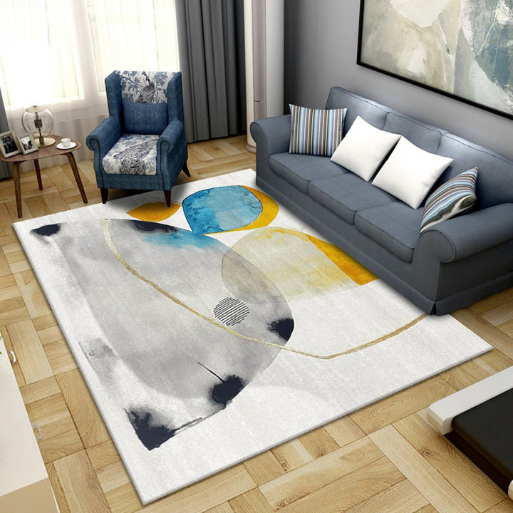 Lisslune | Simple Color Block Rug Multicolored Synthetic Area Rug Non-Slip Back Washable Easy-Care Rug for the Living Room