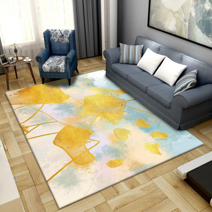 Lisslune | Simple Color Block Rug Multicolored Synthetic Area Rug Non-Slip Back Washable Easy-Care Rug for the Living Room