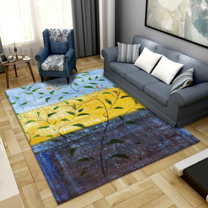 Lisslune | Simple Color Block Rug Multicolored Synthetic Area Rug Non-Slip Back Washable Easy-Care Rug for the Living Room