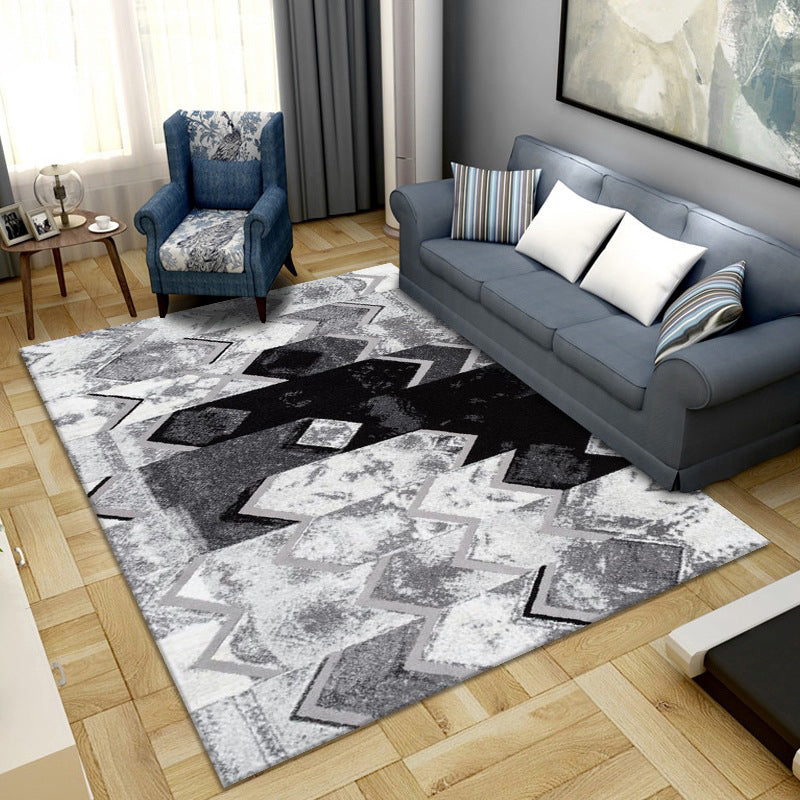 Lisslune | Simple Color Block Rug Multicolored Synthetic Area Rug Non-Slip Back Washable Easy-Care Rug for the Living Room