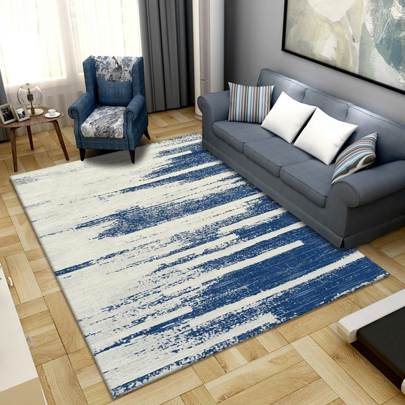 Lisslune | Simple Color Block Rug Multicolored Synthetic Area Rug Non-Slip Back Washable Easy-Care Rug for the Living Room