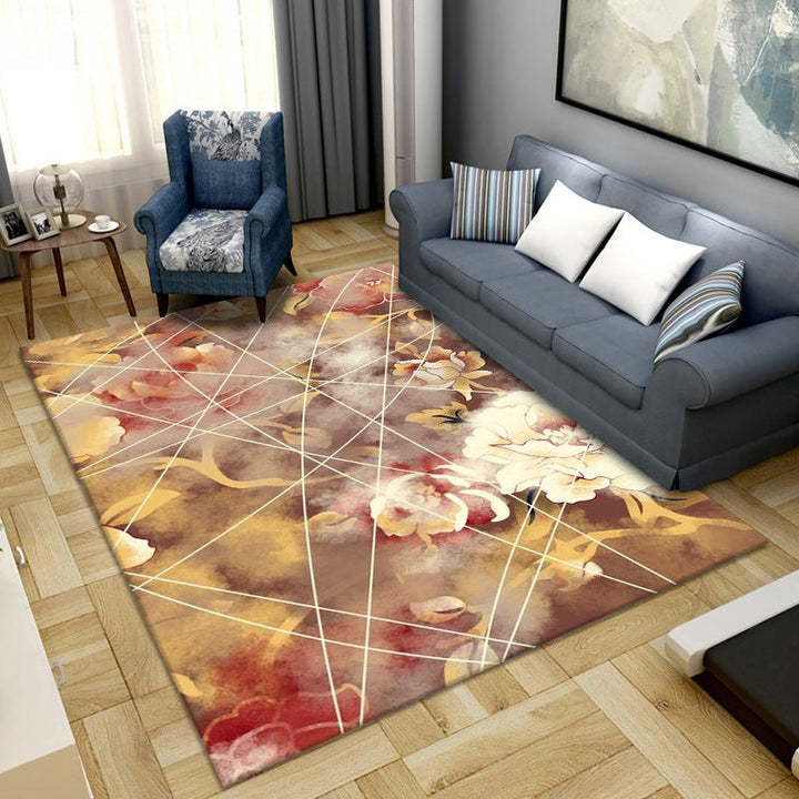 Lisslune | Simple Color Block Rug Multicolored Synthetic Area Rug Non-Slip Back Washable Easy-Care Rug for the Living Room