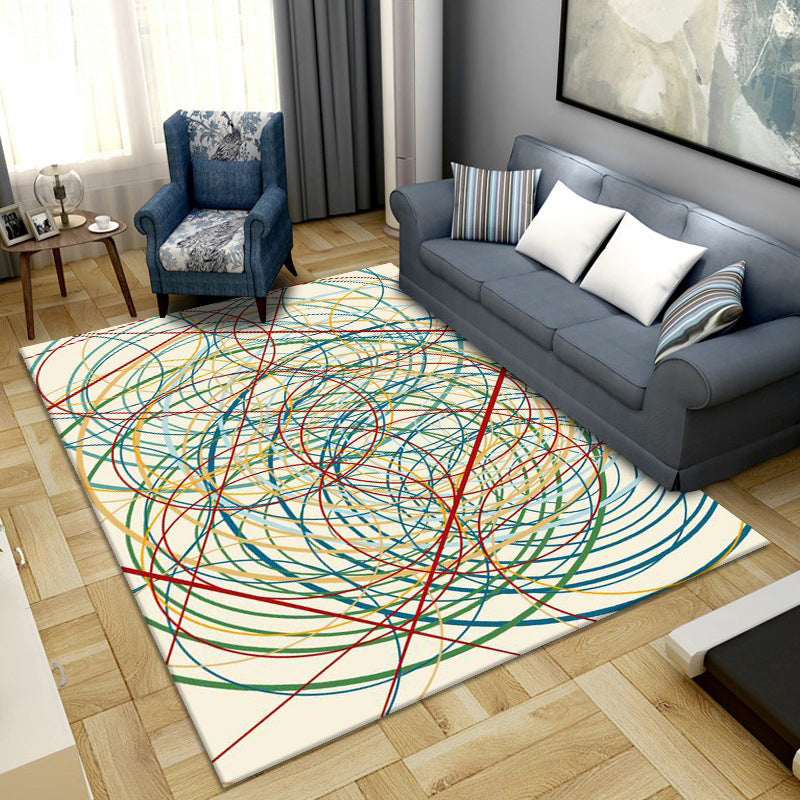 Lisslune | Simple Color Block Rug Multicolored Synthetic Area Rug Non-Slip Back Washable Easy-Care Rug for the Living Room
