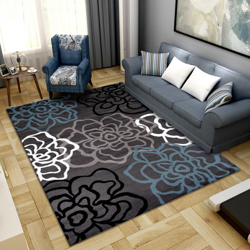 Lisslune | Simple Color Block Rug Multicolored Synthetic Area Rug Non-Slip Back Washable Easy-Care Rug for the Living Room