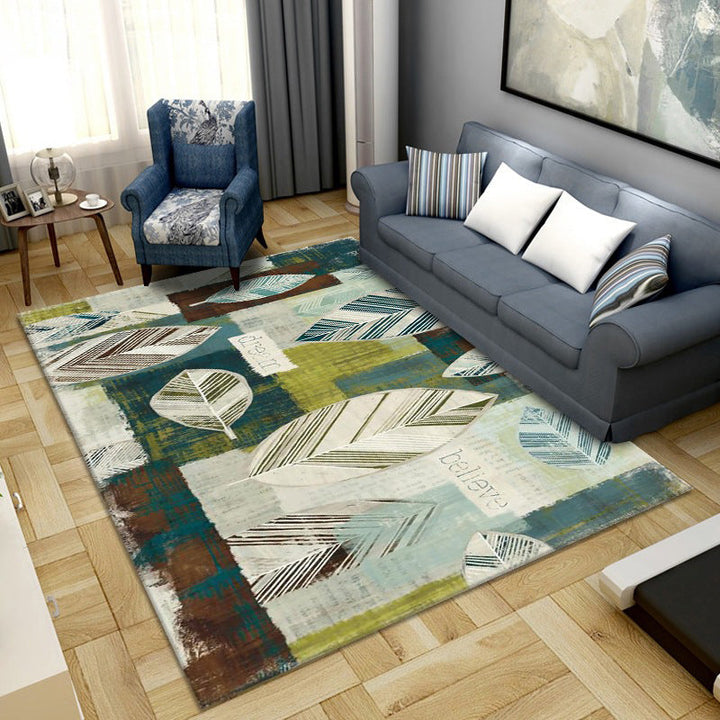 Lisslune | Simple Color Block Rug Multicolored Synthetic Area Rug Non-Slip Back Washable Easy-Care Rug for the Living Room