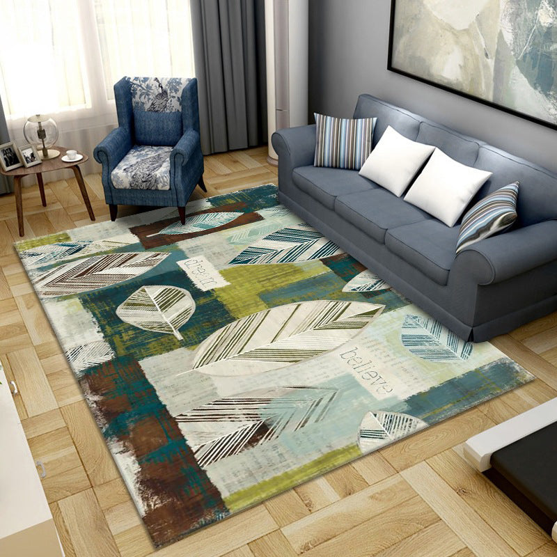Lisslune | Simple Color Block Rug Multicolored Synthetic Area Rug Non-Slip Back Washable Easy-Care Rug for the Living Room