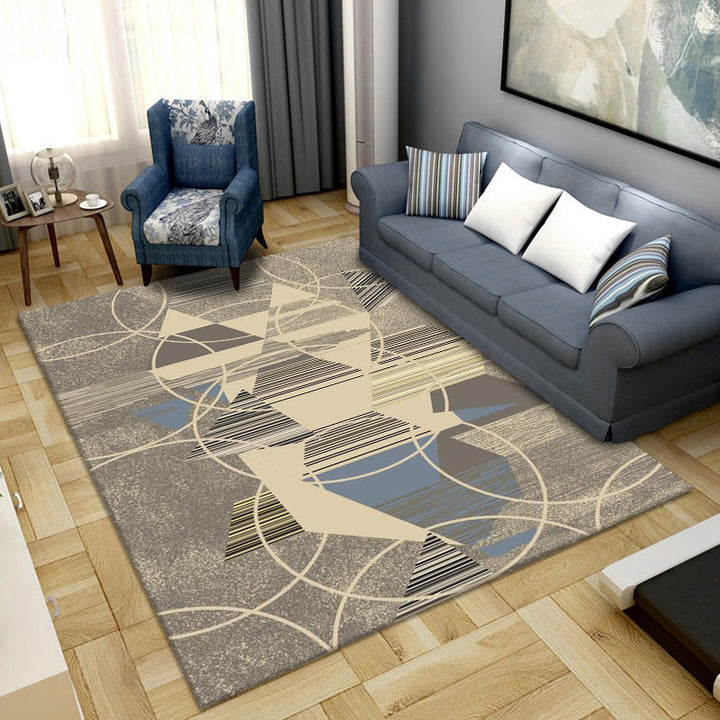 Lisslune | Simple Color Block Rug Multicolored Synthetic Area Rug Non-Slip Back Washable Easy-Care Rug for the Living Room