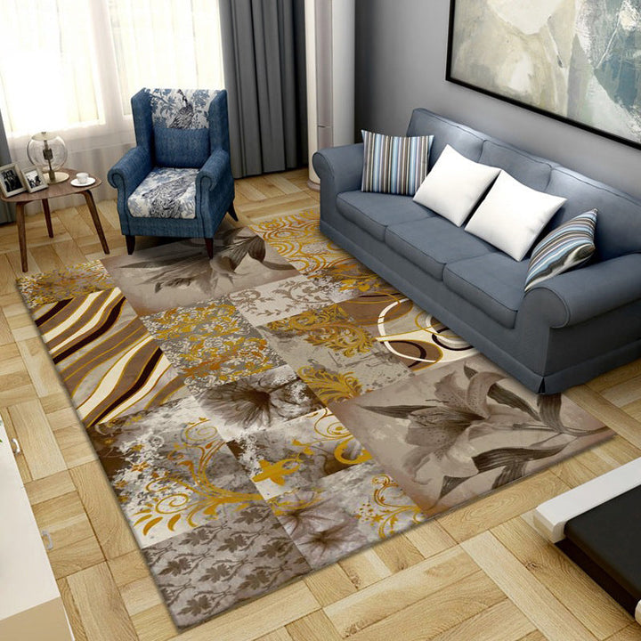 Lisslune | Simple Color Block Rug Multicolored Synthetic Area Rug Non-Slip Back Washable Easy-Care Rug for the Living Room