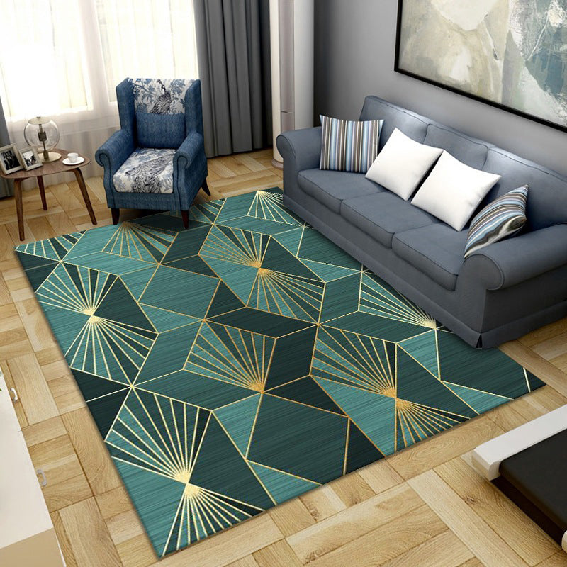 Lisslune | Simple Color Block Rug Multicolored Synthetic Area Rug Non-Slip Back Washable Easy-Care Rug for the Living Room
