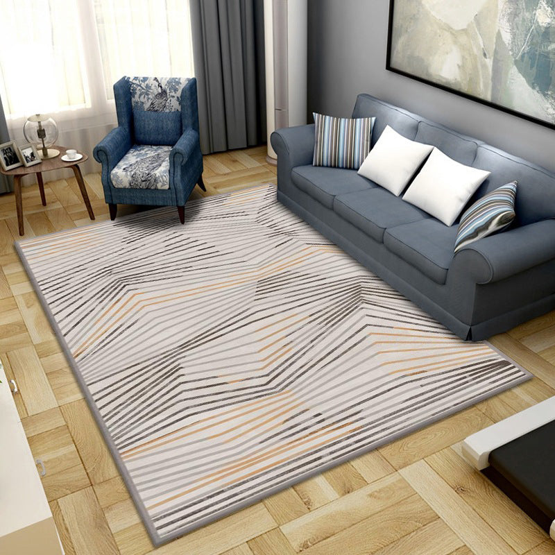Lisslune | Simple Color Block Rug Multicolored Synthetic Area Rug Non-Slip Back Washable Easy-Care Rug for the Living Room