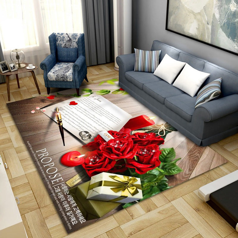 Lisslune | Simple Color Block Rug Multicolored Synthetic Area Rug Non-Slip Back Washable Easy-Care Rug for the Living Room