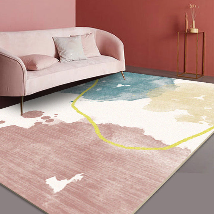 Lisslune | Classic Living Room Carpet Multicolor Color Block Rug Blended Fabric Pet Friendly Easy Care Rug
