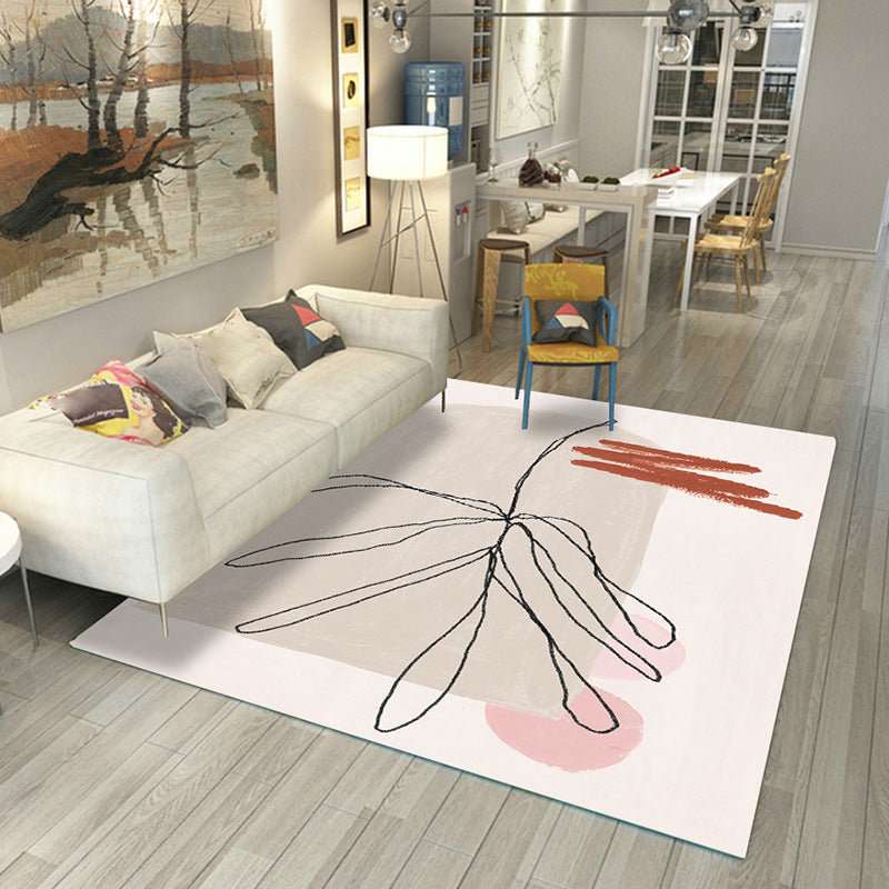 Lisslune | Japanese Rug Polyester Color Broken Area Rug Non-Slip Washable Indoor Rug for Parlor