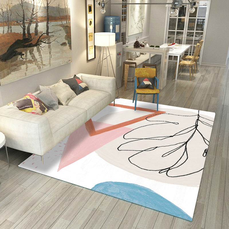 Lisslune | Japanese Rug Polyester Color Broken Area Rug Non-Slip Washable Indoor Rug for Parlor