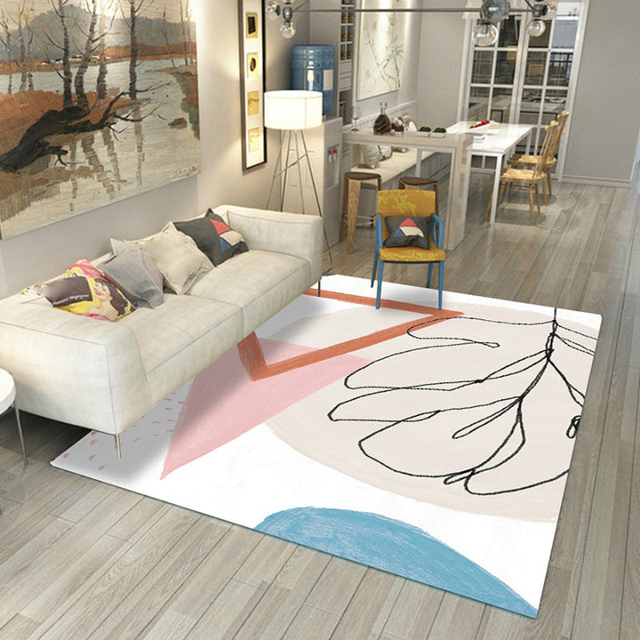 Lisslune | Japanese Rug Polyester Color Broken Area Rug Non-Slip Washable Indoor Rug for Parlor