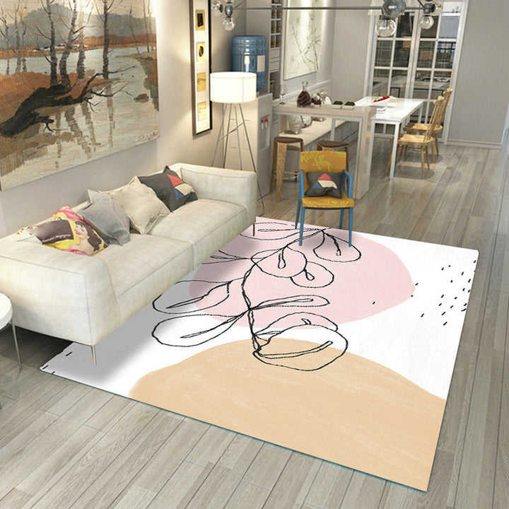 Lisslune | Japanese Rug Polyester Color Broken Area Rug Non-Slip Washable Indoor Rug for Parlor