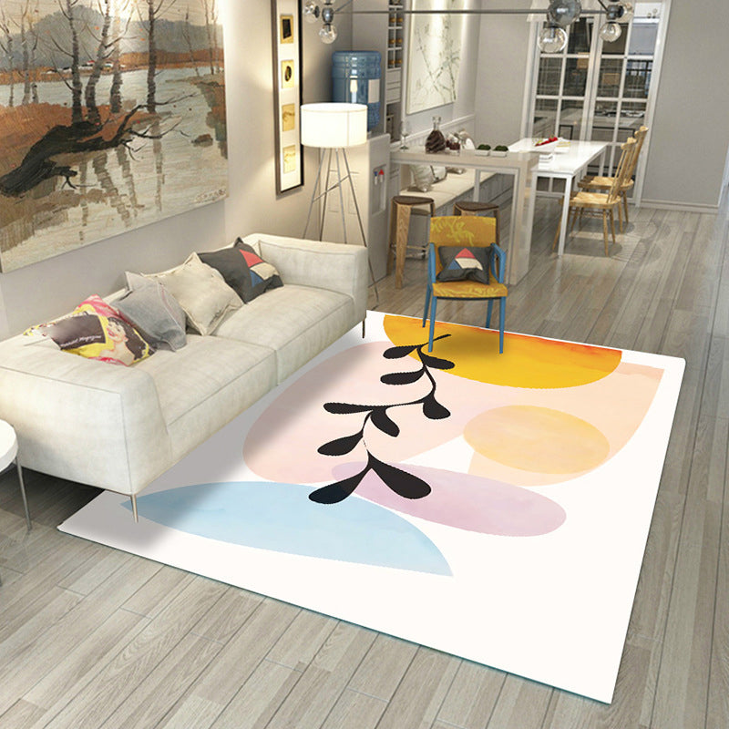 Lisslune | Japanese Rug Polyester Color Broken Area Rug Non-Slip Washable Indoor Rug for Parlor