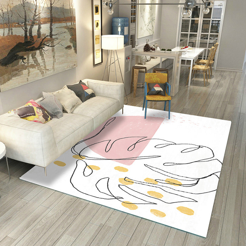 Lisslune | Japanese Rug Polyester Color Broken Area Rug Non-Slip Washable Indoor Rug for Parlor