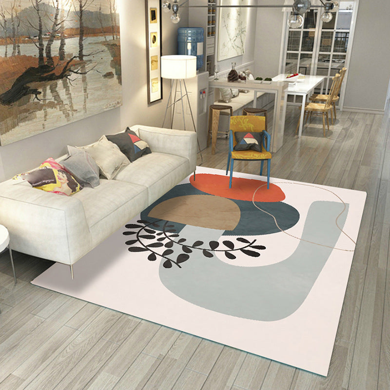 Lisslune | Japanese Rug Polyester Color Broken Area Rug Non-Slip Washable Indoor Rug for Parlor