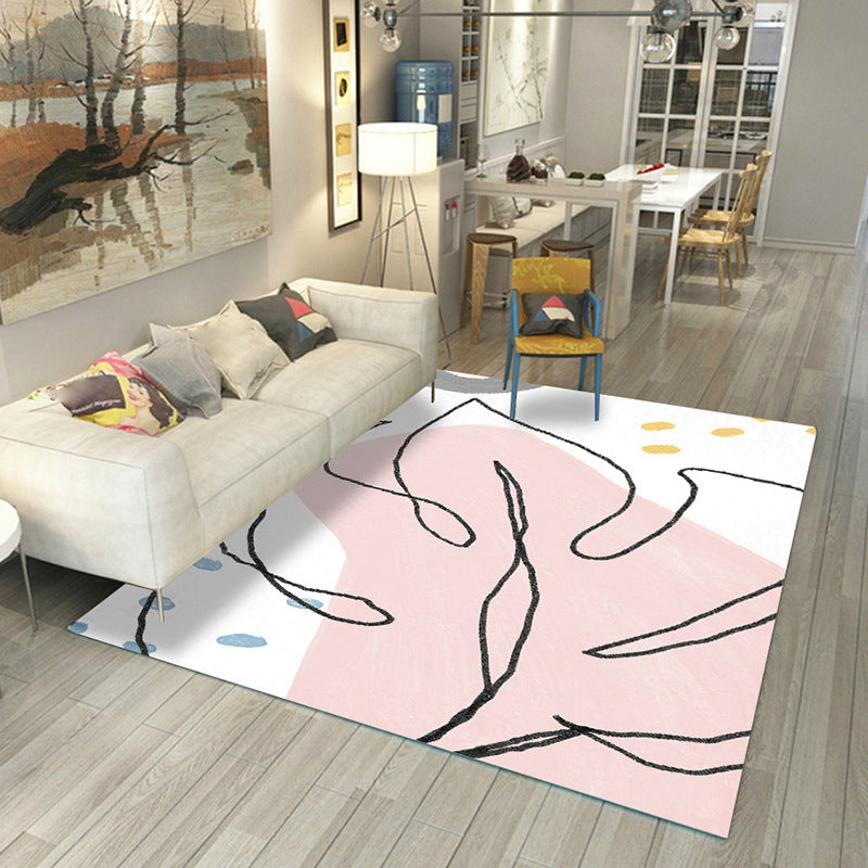 Lisslune | Japanese Rug Polyester Color Broken Area Rug Non-Slip Washable Indoor Rug for Parlor