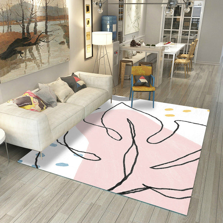 Lisslune | Japanese Rug Polyester Color Broken Area Rug Non-Slip Washable Indoor Rug for Parlor