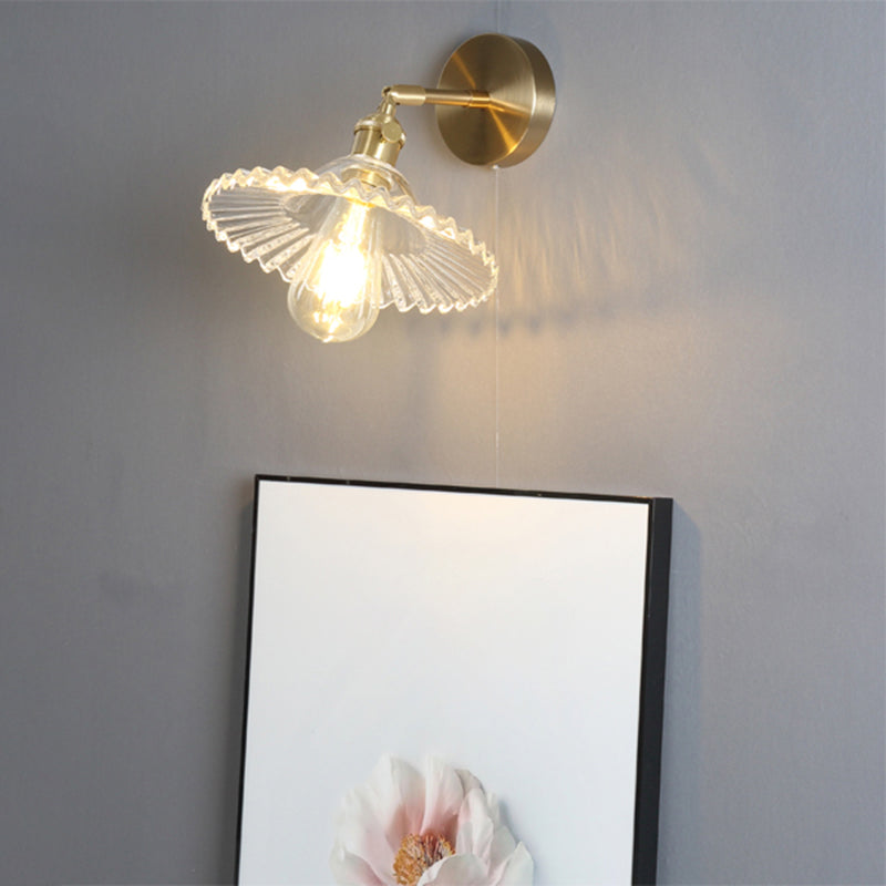 Lisslune | Industrial Shade Wall Mount Light Single Clear Glass Wall Light Fixture for Nightstand
