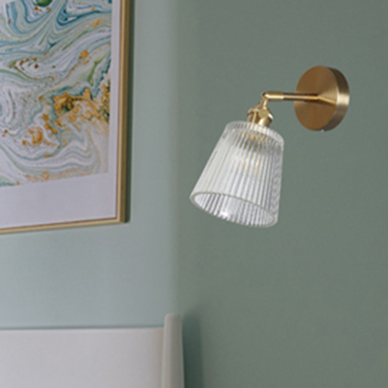 Lisslune | Industrial Shade Wall Mount Light Single Clear Glass Wall Light Fixture for Nightstand