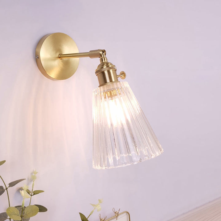 Lisslune | Single Lamp Wall Light Vintage Shaded Clear Glass Wall Mounted Lamp for Bedroom