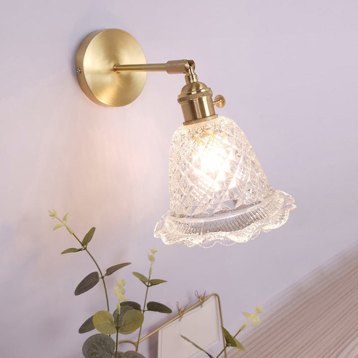 Lisslune | Single Lamp Wall Light Vintage Shaded Clear Glass Wall Mounted Lamp for Bedroom