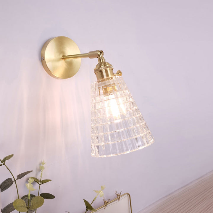 Lisslune | Single Lamp Wall Light Vintage Shaded Clear Glass Wall Mounted Lamp for Bedroom