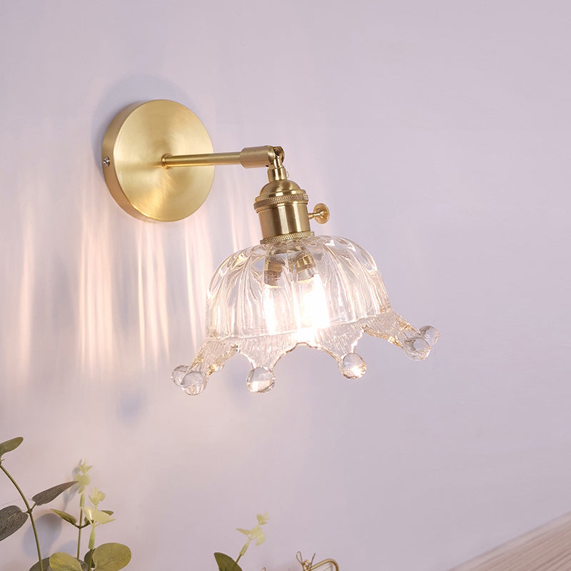 Lisslune | Single Lamp Wall Light Vintage Shaded Clear Glass Wall Mounted Lamp for Bedroom
