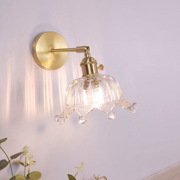 Lisslune | Single Lamp Wall Light Vintage Shaded Clear Glass Wall Mounted Lamp for Bedroom