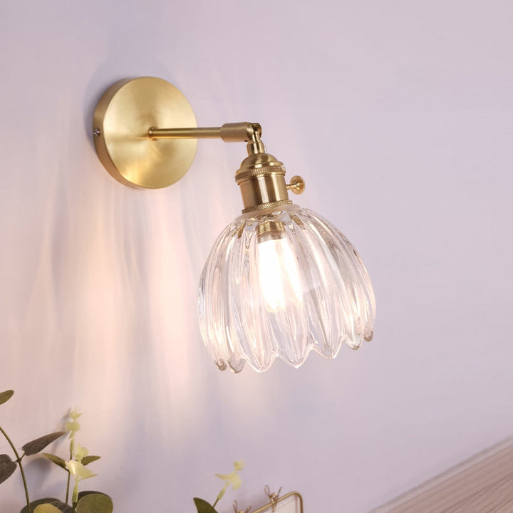 Lisslune | Single Lamp Wall Light Vintage Shaded Clear Glass Wall Mounted Lamp for Bedroom