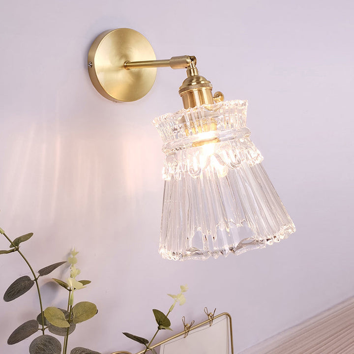 Lisslune | Single Lamp Wall Light Vintage Shaded Clear Glass Wall Mounted Lamp for Bedroom