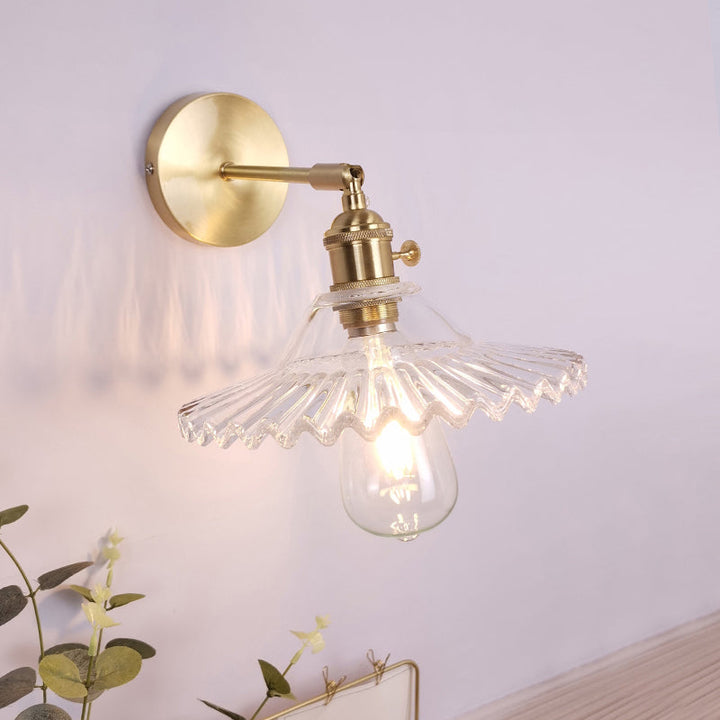 Lisslune | Single Lamp Wall Light Vintage Shaded Clear Glass Wall Mounted Lamp for Bedroom