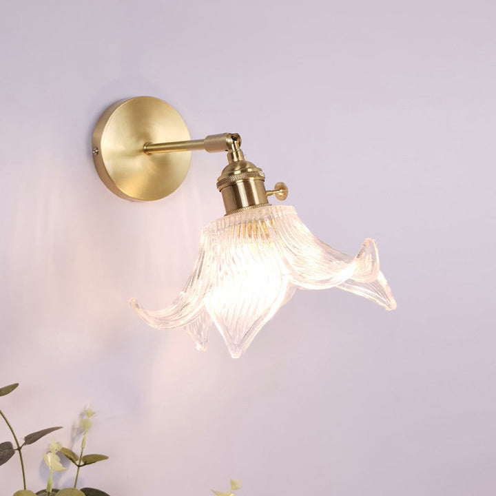 Lisslune | Single Lamp Wall Light Vintage Shaded Clear Glass Wall Mounted Lamp for Bedroom