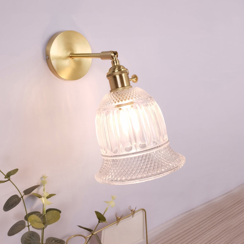Lisslune | Single Lamp Wall Light Vintage Shaded Clear Glass Wall Mounted Lamp for Bedroom