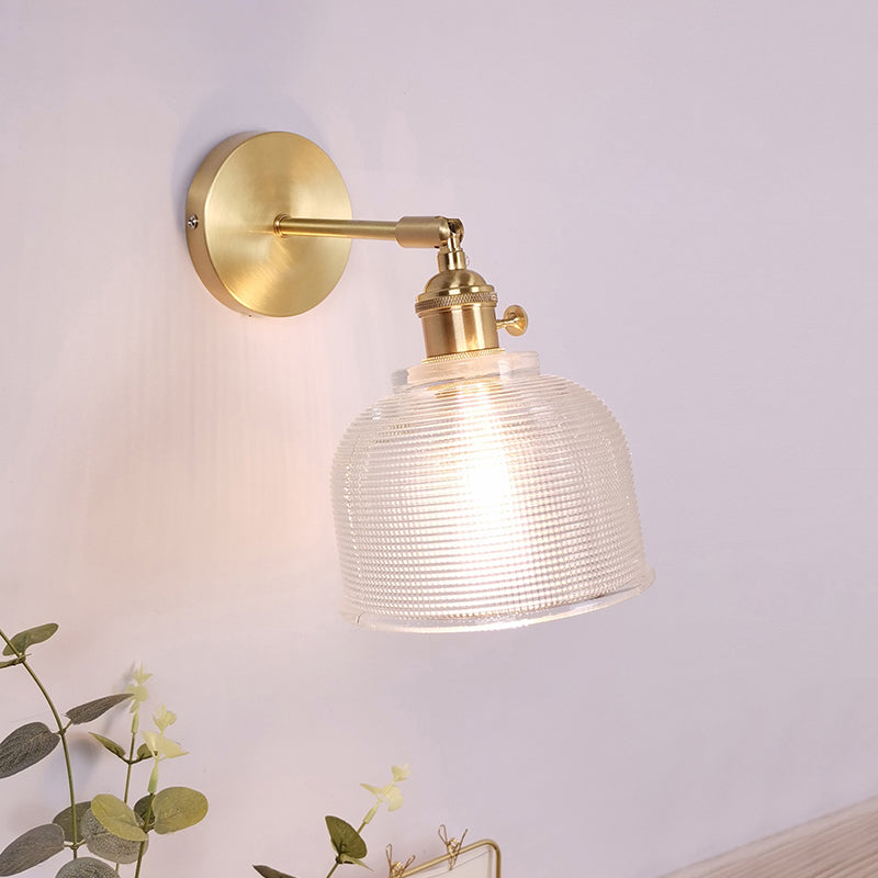 Lisslune | Single Lamp Wall Light Vintage Shaded Clear Glass Wall Mounted Lamp for Bedroom