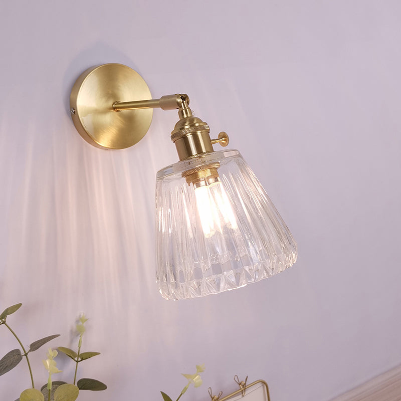 Lisslune | Single Lamp Wall Light Vintage Shaded Clear Glass Wall Mounted Lamp for Bedroom