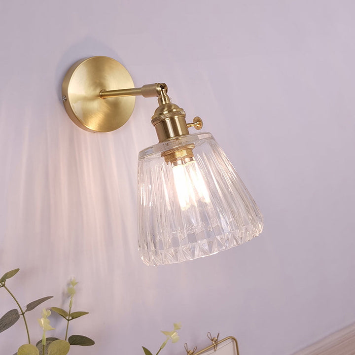 Lisslune | Single Lamp Wall Light Vintage Shaded Clear Glass Wall Mounted Lamp for Bedroom