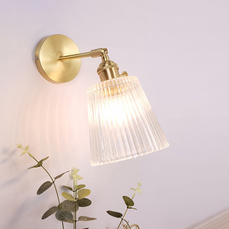 Lisslune | Single Lamp Wall Light Vintage Shaded Clear Glass Wall Mounted Lamp for Bedroom