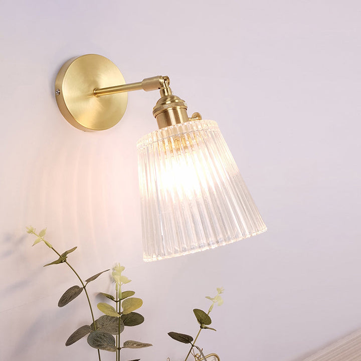 Lisslune | Single Lamp Wall Light Vintage Shaded Clear Glass Wall Mounted Lamp for Bedroom