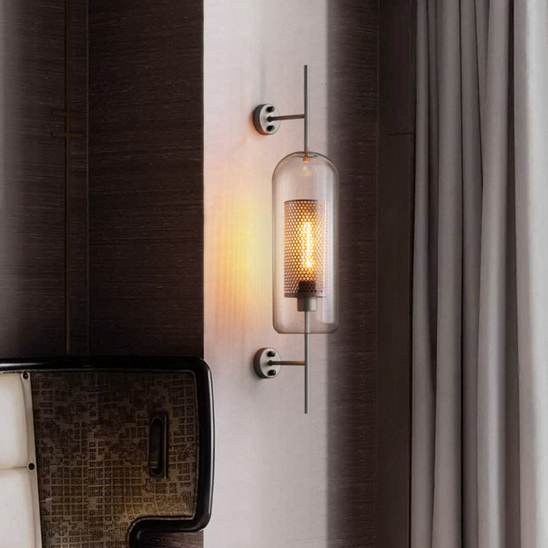 Skørter | Clear Glass Geometric Wall Light Simplicity Single-Bulb Hallway Wall Light Fixture