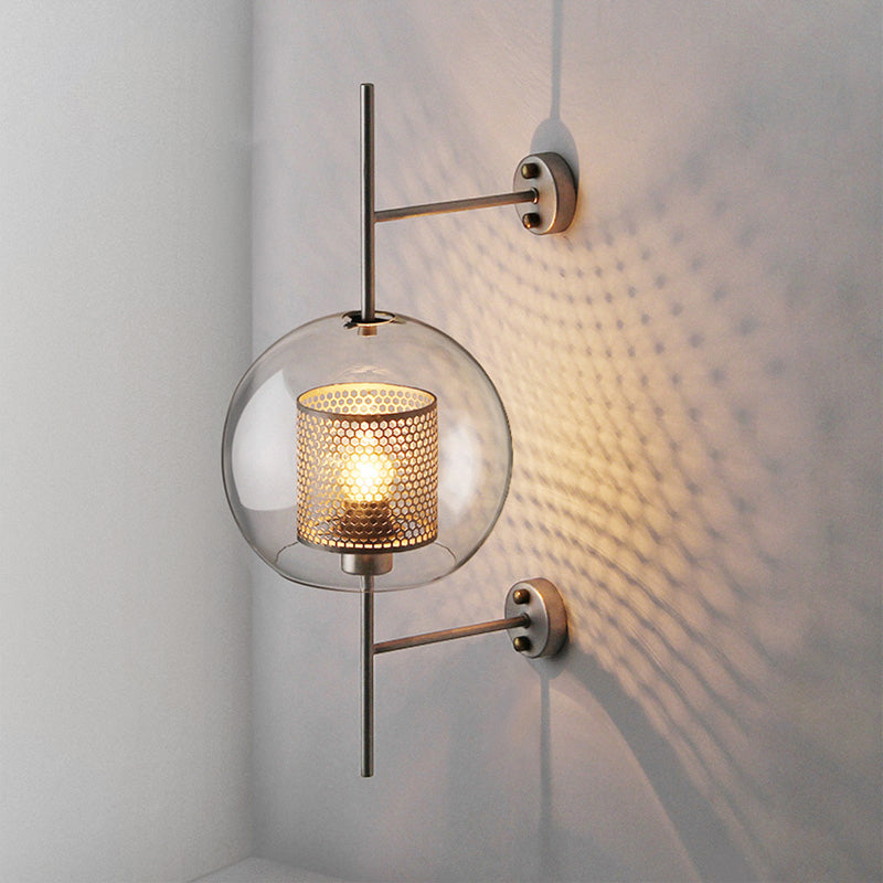 Skørter | Clear Glass Geometric Wall Light Simplicity Single-Bulb Hallway Wall Light Fixture