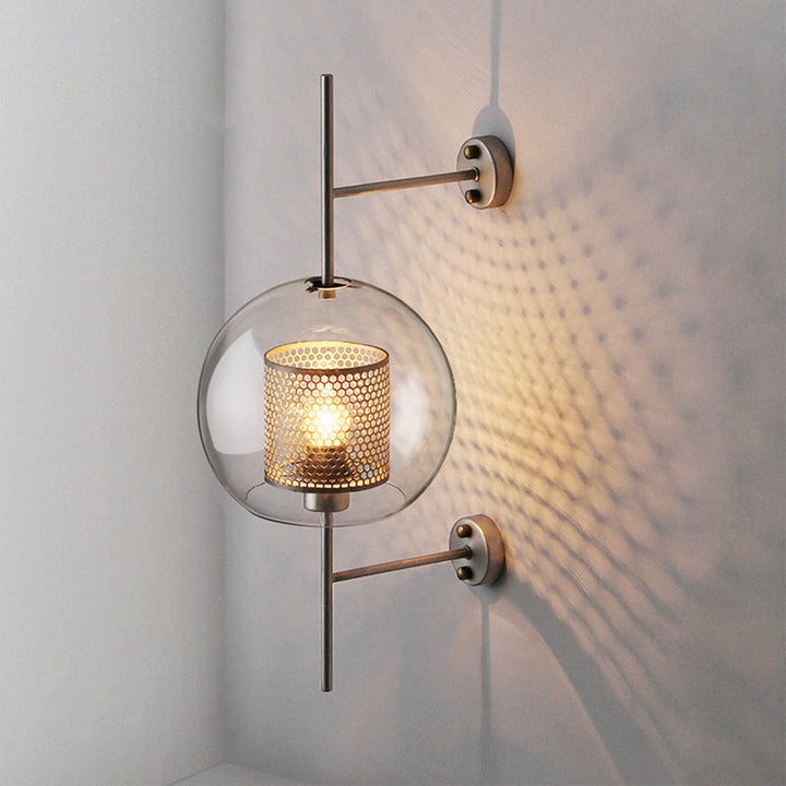 Skørter | Clear Glass Geometric Wall Light Simplicity Single-Bulb Hallway Wall Light Fixture