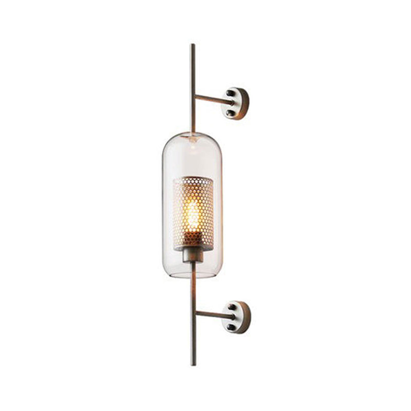 Skørter | Clear Glass Geometric Wall Light Simplicity Single-Bulb Hallway Wall Light Fixture