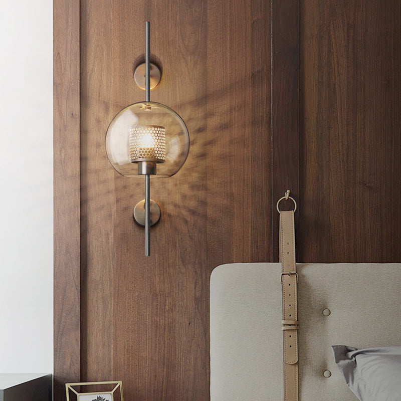 Skørter | Clear Glass Geometric Wall Light Simplicity Single-Bulb Hallway Wall Light Fixture